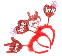 Cabilock Diademas de Corazón para San Valentín 2 Piezas, Tocados de Pelo para Niñas, Accesorios Festivos de Plástico Seguro, Tamaño Único, Ideales para Fiestas y Celebraciones