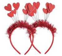 Cabilock Diademas Día de San Valentín 2 Piezas Forma de Corazón Rojo Lentejuelas Brillantes Diademas para Niñas y Fiesta Accesorios Cabello Festivos y Cómodos