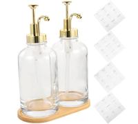 Cabilock Dispensador de Jarabe de Vidrio Bomba para Café, Juego de 2 Unidades Doradas, Botella Decorativa Reutilizable para Barra de Café y Cafetería, Base Antideslizante, Adecuado para