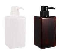 Cabilock Dispensadores de Jabón Líquido Petg 450 Ml Botellas Cuadradas Reutilizables Paquete de 2 Blanco y Marrón Dispensador para Loción de Manos Champú y Gel de Baño Uso Doméstico