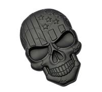 Cabilock Emblema de Coche 3D Calavera Negra con Bandera de Estados Unidos, Adhesivo de Aleación de Zinc Resistente para Decoración Exterior de Vehículos, Pegatina Autoadhesiva para Capó