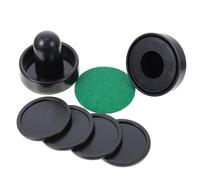 Cabilock Empujadores de Hockey sobre Hielo de Plástico 60Mm y 51Mm Mangos Portátiles Negros Accesorios para Mesa de Hockey 2 Juegos Discos y Paños de Felpa para Juegos Interiores