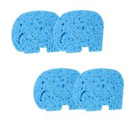 Cabilock Esponjas de Baño para Ñiño 4piezas Forma de Elefante Azul, Esponja de Fibra Absorbente y Resistente a Deformación para Hora del Baño Infantil