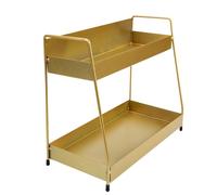 Cabilock Estante de Escritorio Doble Capa para Cosméticos Organizador Multifuncional de Hierro Resistente al Agua para Baño para Maquillaje y Accesorios Color Dorado