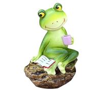 Cabilock Estatua De Rana Leyendo Un Libro Figura De Rana De Resina Escultura De Rana Animal Decoración Coleccionable para Interior Exterior Hogar Jardín