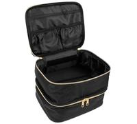 Cabilock Estuche para Esmaltes de Uñas Doble Capa Portátil Negro Capacidad para 30 Frascos Bolsa Organizadora Resistente de Nailon para Almacenamiento y Viaje