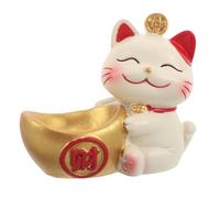 Cabilock Figura de Gato Suerte Maneki Neko de Resina con Base para Bola de Cristal de 2.5-3 Cm, Adorno Feng Shui con Lingote Dorado para Decoración de Hogar y Oficina, Amuleto