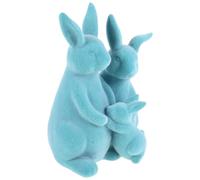 Cabilock Figuras de Conejo de Pascua en Resina Azul Decoración Flocada, Set Familiar de 3 Piezas para Centro de Mesa, Adecuado para Jardín, Patio y Decoración Primaveral del Hogar
