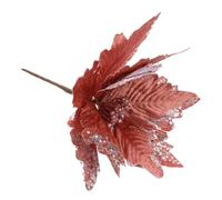 Cabilock Flor de Pascua Artificial de 25 CM Lentejuelas Hechas a Mano Pelusa Rosa para Decoración Navideña Flor Falsa Realista para Jarrones Tarjetas y Adornos Festivos