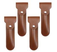 Cabilock Funda Protectora para Maquinilla de Afeitar Manual Grande, Estuche de Pu Marrón 4 Piezas, Cubierta de Cabezal de Afeitado Segura para Hombres, Bolsa de Viaje para Organizar Kit