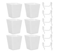 Cabilock Ganchos para Tablero Perforado de Metal Blanco 6 Cajas Organizadoras Plásticas Cuadradas Pequeñas Sistema Modular 12 Piezas para Almacenamiento en Garaje Taller y Oficina