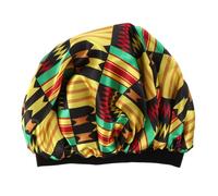 Cabilock Gorro de Satén para Dormir de Mujer Diseño Elástico y Estampado Geométrico Amarillo Que Previene Enredos y Mantiene el Cabello Ordenado Durante la Noche