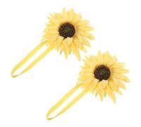 Cabilock Hebillas para Cortinas Diseño de Girasol en Color Amarillo, Fabricadas en Tela y Metal, Resistentes Fuerte Sujeción para Cortinas y Tapices en Hogar U Hotel, Paquete de 2 Piezas