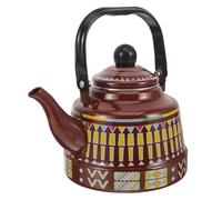 Cabilock Hervidor de Agua Vintage de Esmalte Resistente al Calor Tetera para Cocina Diseño Geométrico Color Marrón para Té y Café Casa