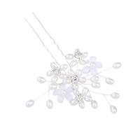 Cabilock Horquilla Cabello de Boda Flores de Perla y Cristal Horquilla Forma de U de Cobre Plateado Accesorio Elegante para Novias y Fiestas Obsequios