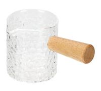 Cabilock Jarra de Crema de Vidrio Mango de Madera de Acacia 100ml para Servir Leche y Jugos en Cafeterías y Fiestas de Inauguración