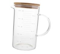 Cabilock Jarra Medidora de Vidrio con Tapa y Asa Jarra Multifuncional para Café y Otras Bebidas Elegante y Práctica para Uso Diario