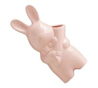 Cabilock Jarrón de Cerámica Forma de Conejo Rosa Maceta Decorativa para Suculentas E Hidroponía Figura de Porcelana Adecuado para Decoración del Hogar y Obsequio Elegante