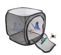 Cabilock Jaula de Observación Plegable para Insectos 30x30x30 Cm, Malla Negra Transpirable, Accesorio de Cría Portátil para Plantas al Aire Libre, Caja para Exploración Científica