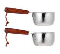 Cabilock Juego de 2 Ollas Pequeñas de Acero Inoxidable para Calentar Leche y Aceite, Diseño Compacto y Ligero, Capacidad 150ml, Adecuado para Cocinar y Freír