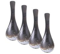 Cabilock Juego de 4 Cucharas de Cerámica Negras Estilo Japonés Resistentes al Calor, Cucharas Soperas Prácticas y Robustas para Postres y Arroz en Decoración de Mesa