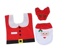 Cabilock Juego De Baño Navideño Funda para Asiento De Inodoro Papá Noel, Alfombra Festiva De Tela No Tejida, Tapa De Tanque De Agua, Decoración para Baño Navidad, 3 Piezas