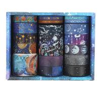 Cabilock Juego de Cintas Washi Estética y Decorativa Diseño de Estrellado, 19 Piezas, Cinta Adhesiva para Manualidades, Scrapbooking y Decoración DIY, 2.5 M por Rollo, Multicolor