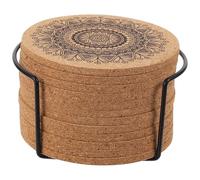 Cabilock Juego de Posavasos de Mandala Nórdico Redondos de Madera con Diseño Creativo Materiales Resistentes Que No Se Desvanecen Soporte Incluido Adecuado para Decoración de Cocina