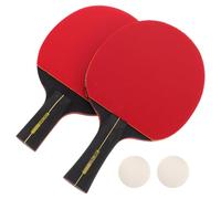 Cabilock Juego de Raquetas de Tenis de Mesa de Madera 2 Piezas Mango Largo y Corto con 3 Balones de Entrenamiento Pala Portátil para Práctica Escolar y Familiar en Interiores y