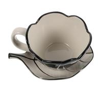 Cabilock Juego de Taza de Café y Platillo de Cerámica 320ml Negro