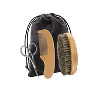 Cabilock Kit de Afeitado para Hombre Tijeras para Barba y Peine, Material de Madera Bolsa de Tela, Diseño Profesional Cuidado y Estilo Barba