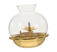 Cabilock Lámpara De Mantequilla Clásica con Pantalla De Vidrio, Tamaño 1, Lámpara De Aceite Vintage Rústica, para Adoración Budista En Casa o Templo, Set De 2 Piezas