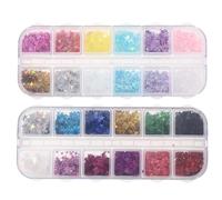 Cabilock Lentejuelas Brillantes para Uñas Purpurina, 2 Juegos de Pegatinas de Manicura Confeti de Estrellas Cruzadas Holográficas, Brillo Facial y Corporal para Decoración y Fiestas