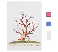 Cabilock Letrero Árbol Huellas Dactilares para Fiesta de Revelación de Género Libro de Firmas para Shower Decoración Azul y Rosa 1 Póster 2 Tintas y 1 Hoja de Adhesivos Recuerdo para