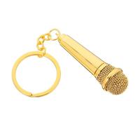 Cabilock Llavero Accesorio de Micrófono de Metal Dorado Diseño Adorable y Funcional y Decorar Accesorio Musical Versátil y Estilizado Musical Versátil Estilizado para Decorar Llaves y