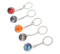 Cabilock Llavero de Bola de Vidrio Noctilucente del Cosmos, 5 Piezas, Diseño Creativo y Práctico para Decoración Espacial y Obsequio Especial