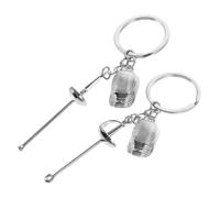 Cabilock Llavero de Esgrima de Metal Plata con Espada Pesada y Sable, Diseño Exquisito Portátil para Llaves de Coche y Bolso, Recuerdo Duradero de Club Deportivo
