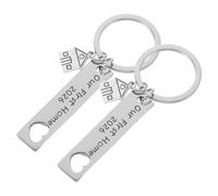 Cabilock Llaveros Metálicos Forma de Casa y Corazón Hueco 2 Piezas Acero Inoxidable Resistente Oxidación Tamaño 12X50 MM Colgantes para Llaves de Inauguración de Nueva Casa y Regalos