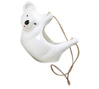 Cabilock Maceta de Cerámica Forma de Koala Creativa y Superficie Lisa para Plantas en Escritorios y Baños Color Blanco