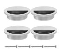 Cabilock Manijas Deslizantes Empotradas de Acero Inoxidable para Puertas de Armario, Diseño Semicircular Vintage, Fácil Mantenimiento y Ahorro de Espacio, Paquete de 4 Unidades
