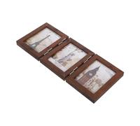 Cabilock Marco de Fotos Tríptico Plegable de Madera con Frente de Vidrio y Bisagras de Acero Inoxidable para Decoración de Escritorio y Dormitorio Soporte Doble Cara Resistente y Compacto