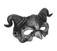 Cabilock Máscara de Cabra Demonio Cuernos, Pu Plata para Adultos | Diseño Realista de Calavera, Abertura Amplia Ojos, Ligera y Transpirable para Halloween y Cosplay