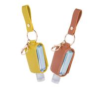 Cabilock Mini Frascos de Perfume Rellenable de 30ml con Diseño de Llavero, Funda Protectora de Pu y Aleación para Viaje y Actividades al Aire Libre, Pack de 2 Unidades Color Aleatorio
