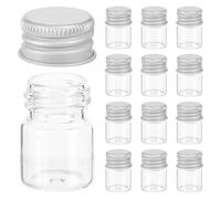 Cabilock Mini Frascos de Vidrio Transparentes 5 Ml Tapa de Aluminio Plateada de Rosca, Pack de 100 Unidades, Botellas Herméticas para Aceites Esenciales, Muestras, Manualidades y