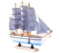 Cabilock Modelo De Madera Barco De Vela 24 Cm Madera Natural Decoración Náutica para Hogar Oficina y Escritorio Adorno Retro Mediterráneo