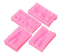 Cabilock Moldes de Silicona para Cuerpos Pequeños y Mini Figuras Set de 4 Piezas Color Rosa Resistentes a Altas Temperaturas Ideales para Arcilla Chocolate y Manualidades Repostería