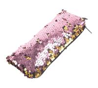 Cabilock Neceser Maquillaje Mujer Brillo Lentejuelas Poliéster Grande Capacidad Elegante Bolso Aseo Rosa Dorado