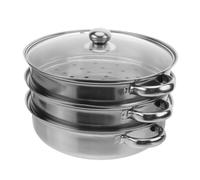 Cabilock Olla Vapor Acero Inoxidable Triple Capa con Base Doble Tapa Vidrio Templado y Mango Reforzado Cocina Saludable y Ahorro Energía para Familias
