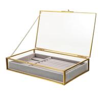 Cabilock Organizador De Joyas Con Marco De AleacióN Y Cristal Transparente Caja De Almacenamiento Con Bandeja De Terciopelo ExtraíBle Para Anillos Pulseras Collares DecoracióN Hogar Y Regalo