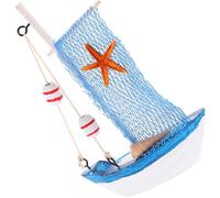 Cabilock Ornamento Modelo De Vela Decorativo Costero Azul Interior Retro Pequeño De Oficina Náutico Navegación para Vistoso Navidad Rústico Miniatura Timón Bote Madera
